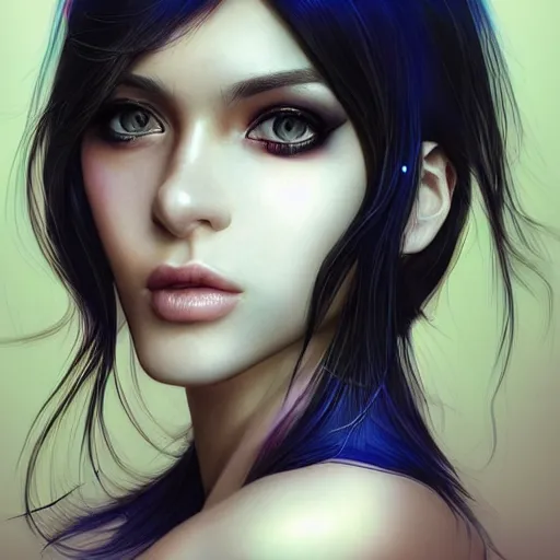 Prompt: electric woman, cute - fine - face, pretty face, oil slick hair, realistic shaded perfect face, extremely fine details, realistic shaded lighting, dynamic background, artgerm, 8 k ultra realistic, highly detailed, yoshitaka amano
