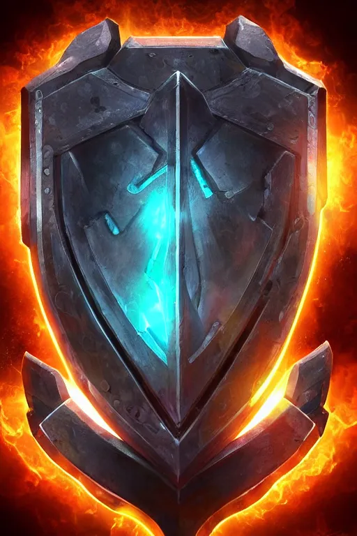 Image similar to shield fantasy epic legends game icon stylized digital illustration radiating a glowing aura global illumination ray tracing hdr fanart arstation by ian pesty and katarzyna da „ bek - chmiel