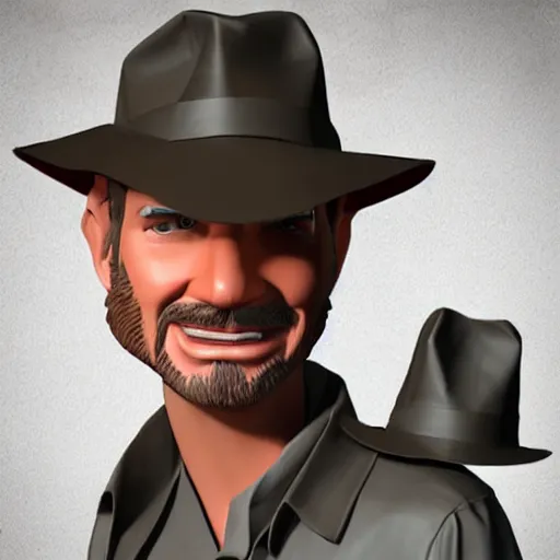 Image similar to realistic full body of indiana jones with hat made of origami, 3 dimentional, details, intricate details, Origami Studio 3 design, Toon Boom render