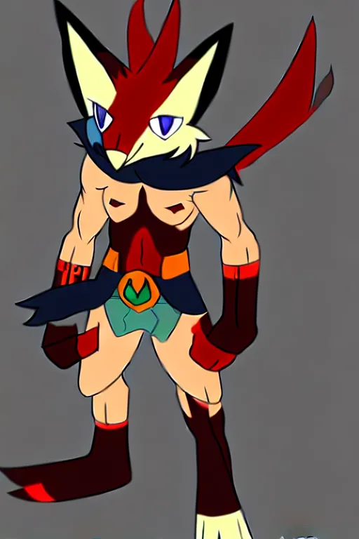 Image similar to Kamina from Gurren Lagann as a fox anthro