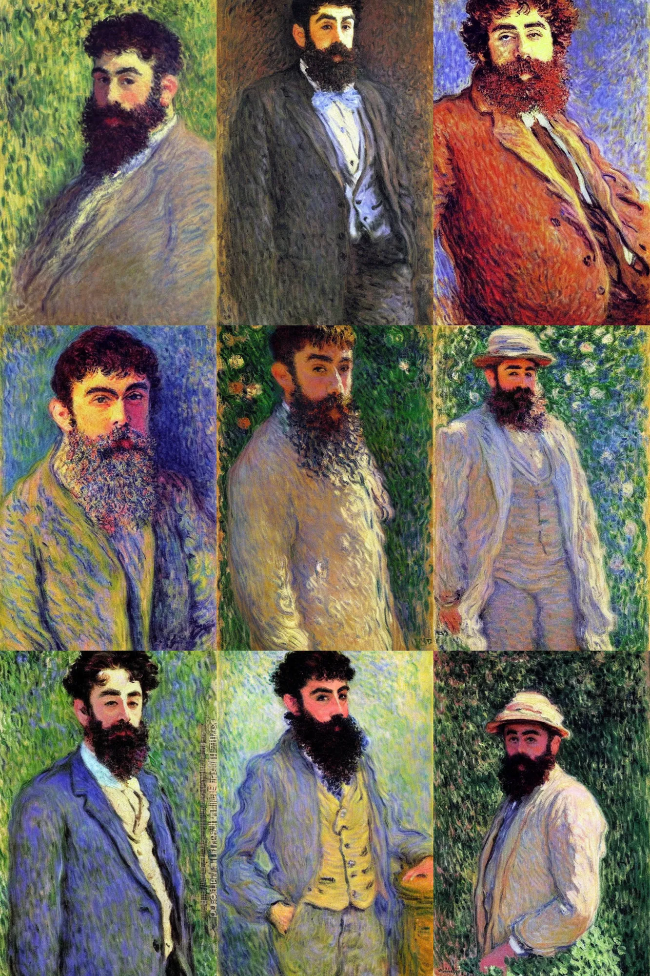 Prompt: attractive male, painting by claude monet