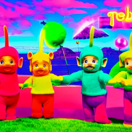 the Teletubbies in the nightmare realm, trending on, Stable Diffusion