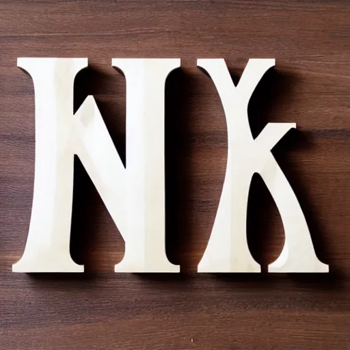 Image similar to minimalism logo of the letters ks on walnut wood.
