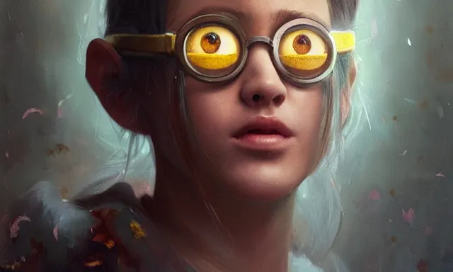 Image similar to Portrait of a beautiful minion, 4k oil on linen by wlop, artgerm, andrei riabovitchev, nuri iyem, james gurney, james jean, greg rutkowski, highly detailed, soft lighting