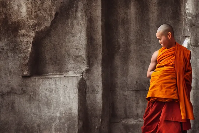 Image similar to buddhist monk in heavy tacital vest