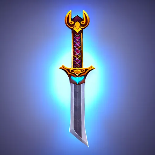 Image similar to sword of ancient civilization, magical power, 3 d, one object, low poly, lightning, mobile game, cute, illustration, d & d, twilight ray