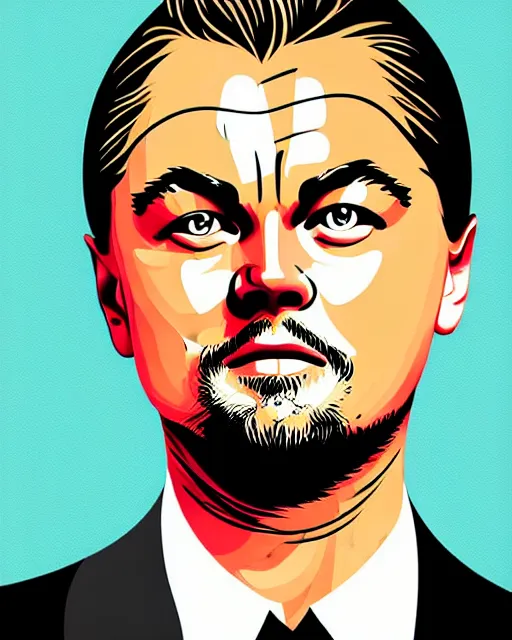 Image similar to painting portrait of leonardo dicaprio as a carp fish, cartoon, warm lighting, leonardo dicaprio has a carp fish body. leonardo dicaprio's face on a carp fish's body movie poster, illustration by bartek fedyczak, erak note, tooth wu, neil richards, kan liu, siwoo kim, jisu choe, trending on art station