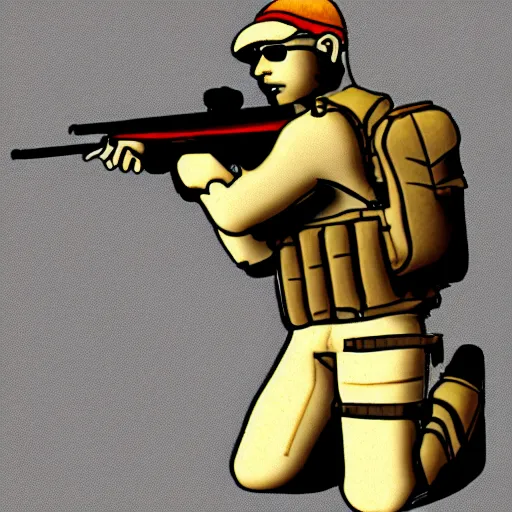 Image similar to internet forum sniper, illustrated, detailed