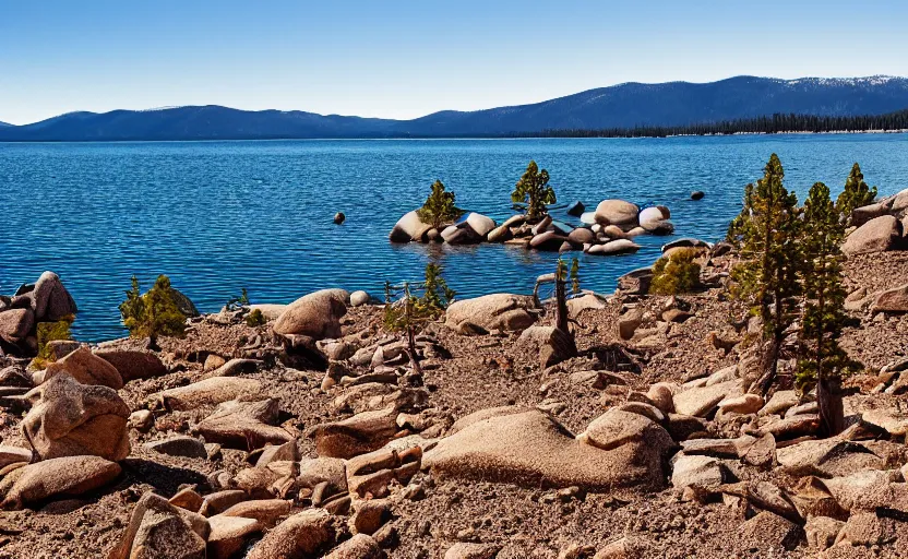 Prompt: lake tahoe, as a dry desert