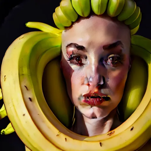 Image similar to a dress inspired by bananas, costume design, sharp focus, very detailed, 4 k, octane render, photo taken by nikon