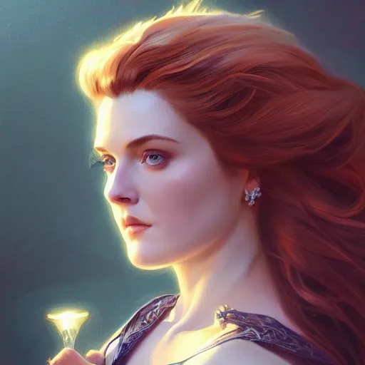 Image similar to beautiful young alexandra breckenridge, closeup, d & d, fantasy, intricate, elegant, highly detailed, digital painting, artstation, concept art, matte, sharp focus, illustration, art by artgerm and greg rutkowski and alphonse mucha