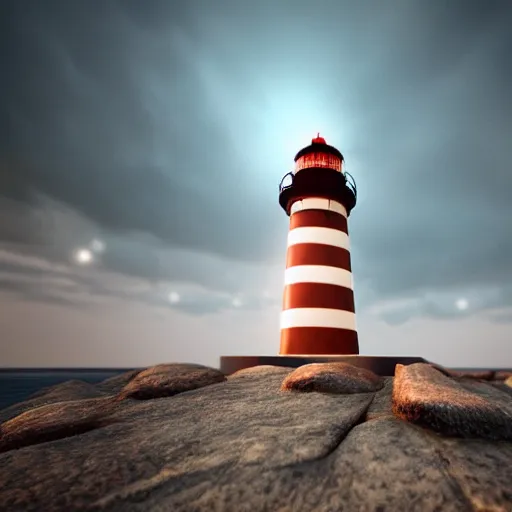 Image similar to , lonely lighthouse splash art, movie still, detailed face, photorealistic facial features, cinematic lighting, dramatic, octane render, long lens, shallow depth of field, bokeh, anamorphic lens flare, 8 k, hyper detailed, 3 5 mm film grain