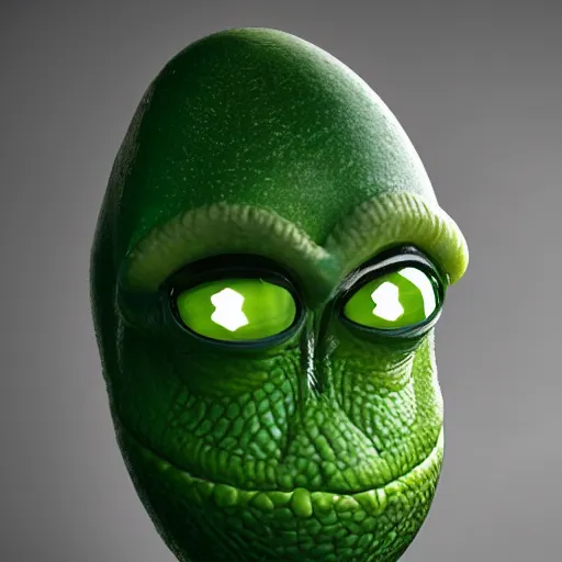Prompt: an alien that looks like a pickle
