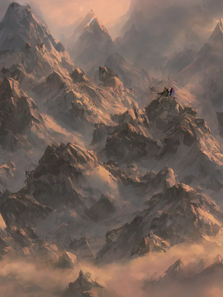 Prompt: moving mountains by disney concept artists, blunt borders, rule of thirds