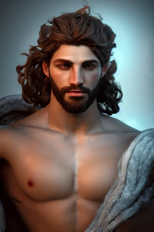 Prompt: portrait of mythological male Greek god of beauty, high resolution, award-winning art, trending on Artstation, sharp image, incredibly detailed, octane render, unreal engine