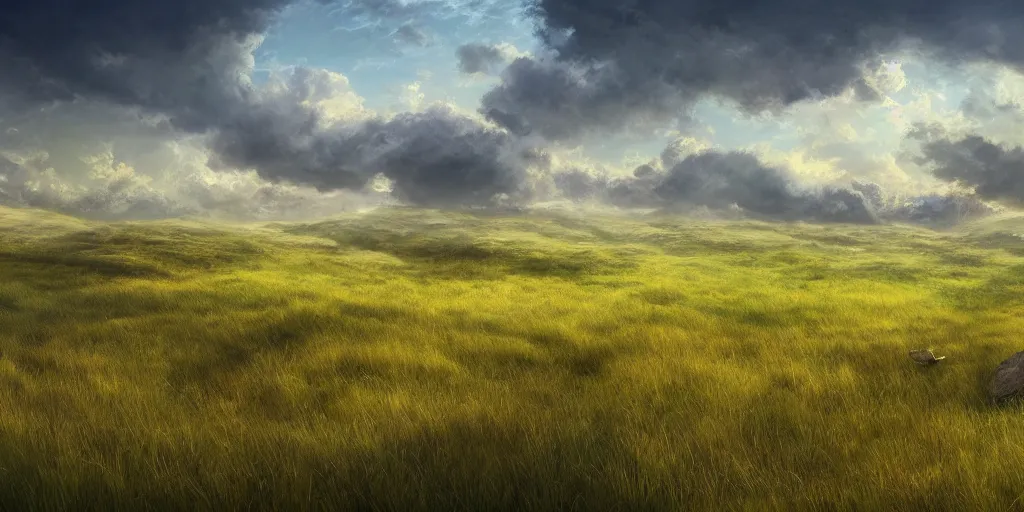 Prompt: lively grassland of nature, matte painting, concept art, 4 k