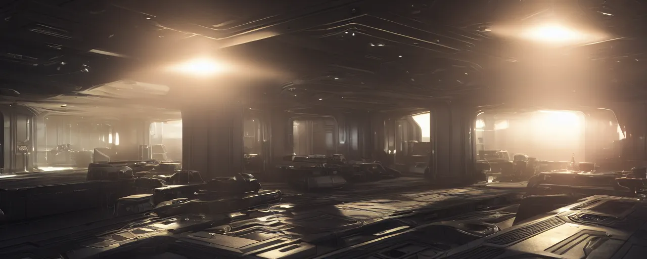 Prompt: photorealistic Area 18 from Star Citizen. daylight. sunlight. lens flare. light fixtures. 8K. detailed. photorealism. artstation. 25mm f/1.7 ASPH Lens. ultra realistic