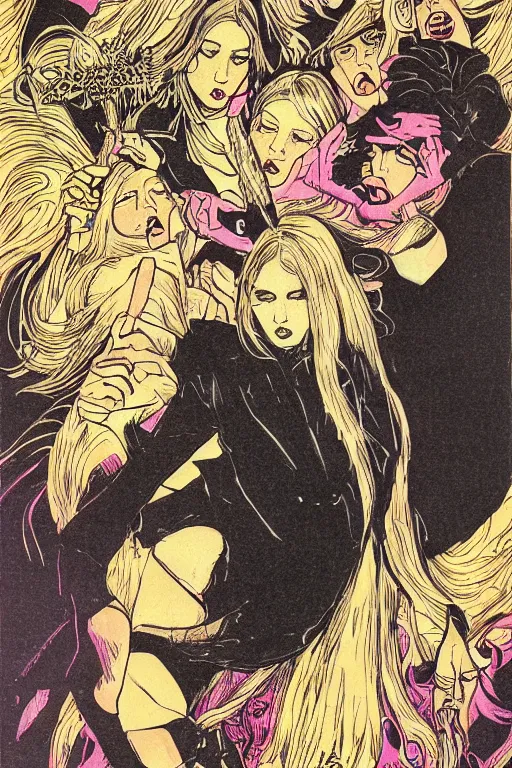 Image similar to detailed illustration for dark witch, 1 9 8 0 s