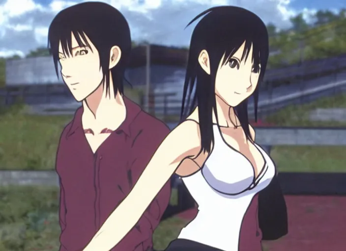 Image similar to anime still of tifa lockhart in the tv show initial d