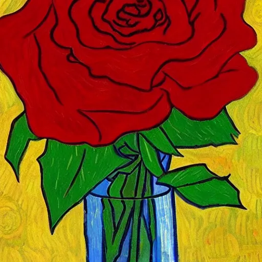 Image similar to red rose, van gogh style