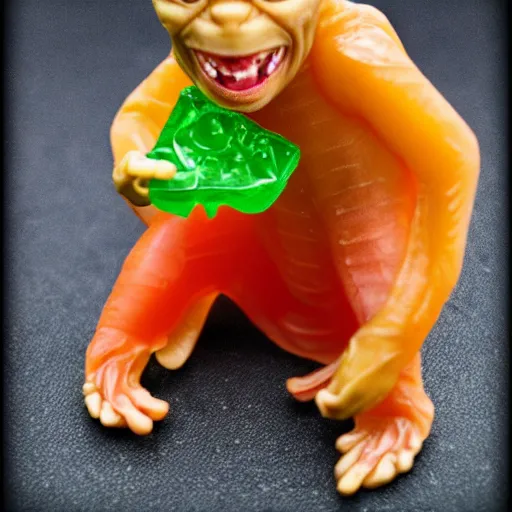 Image similar to Haribo Gummy pile of Sméagol Gollum as a gummy