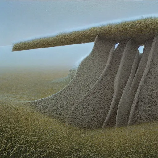 Image similar to A Landscape by Peter Gric and Zdzisław Beksiński