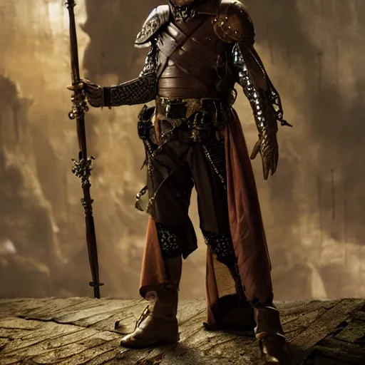 Prompt: medieval fantasy half length portrait photo of tom cruise as a d & d artificer with steampunk armor, photo by philip - daniel ducasse and yasuhiro wakabayashi and jody rogac and roger deakins