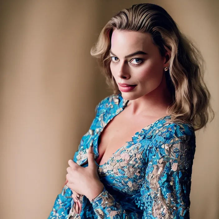 Prompt: portrait of margot robbie combined with angela white wearing kebaya, by charlotte grimm, natural light, detailed face, canon eos c 3 0 0, ƒ 1. 8, 3 5 mm, 8 k, medium - format print