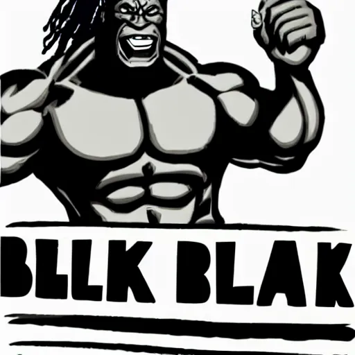 Image similar to black hulk with dreadlocks, cartoon drawing, meme