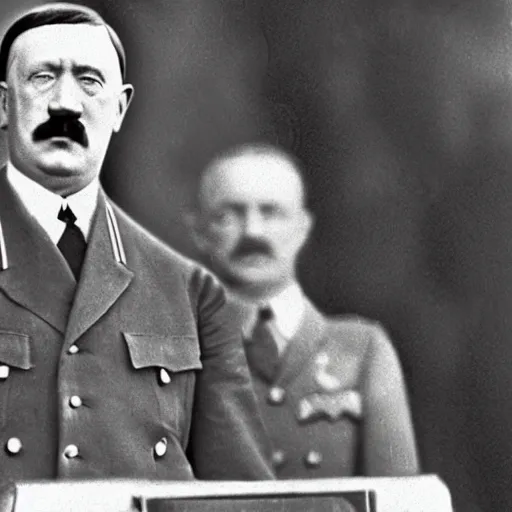 Prompt: Hitler giving a LGBTQ Pride speech