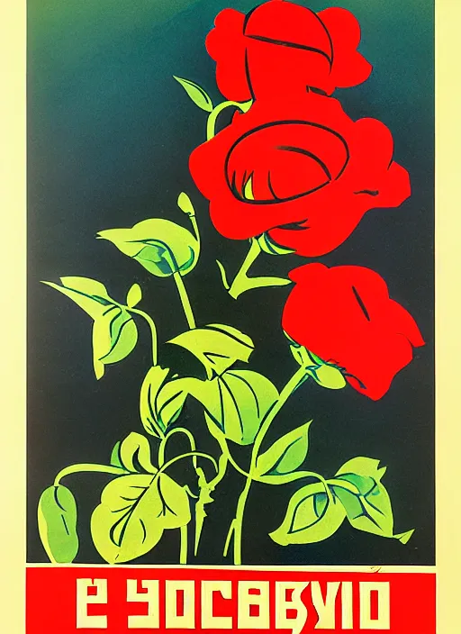Image similar to soviet propaganda poster of phrase'tend to the flowers ', socialist realism. by alexander zelensky, viktor deni, havrylo pustoviyt