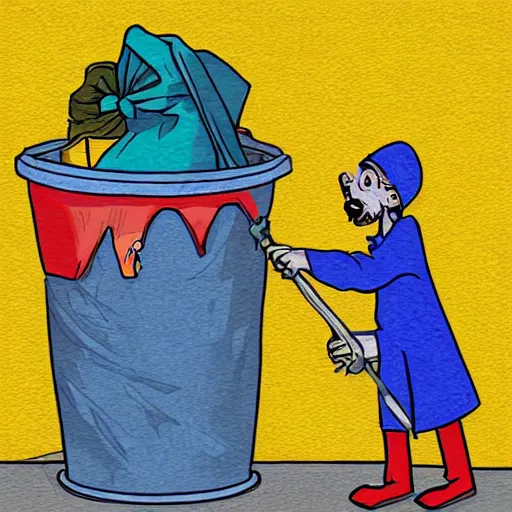 Image similar to two wizards arguing about whose turn it is to take out the trash, digital art