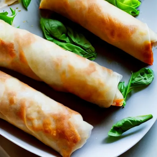 Image similar to vietnamese italian fusion pizza spring rolls