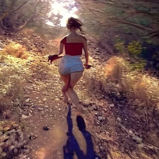 Image similar to screenshot of go pro footage emma watson running from tiger