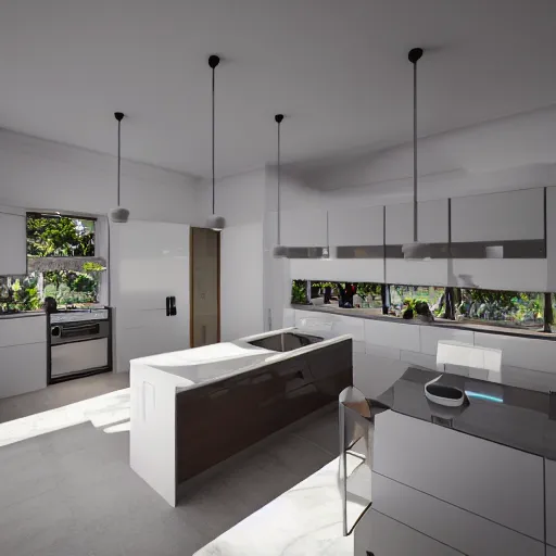 Prompt: realistic render of a modern kitchen, archviz