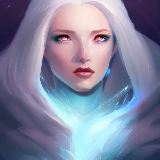 Prompt: Queen of Ice and storm, digital painting, artstation, concept art, smooth, sharp focus, illustration, outlined art, soft light, cinematic,