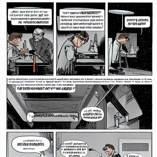 Image similar to a modern comic book page of a Victorian science laboratory, modern comic book style