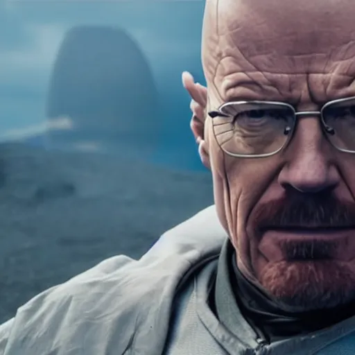 Prompt: a still of Walter White as Thanos in the movie Avengers: Endgame