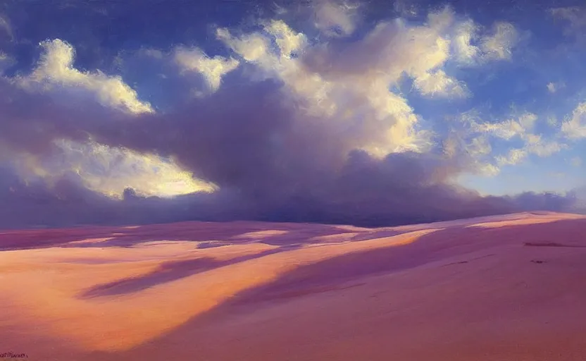 Image similar to a dreamy purple cloud scape above the aticama desert by vladimir volegov and peder mørk mønsted