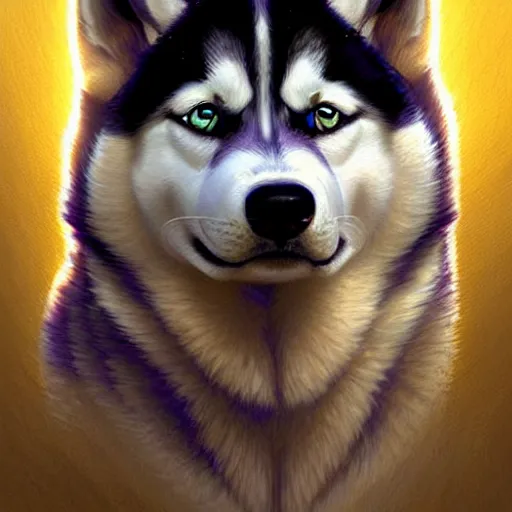 Image similar to beautiful detailed picture of a husky, radiant light, art nouveau, intricate, elegant, highly detailed, my rendition, digital painting, artstation, concept art, smooth, sharp focus, illustration, art by artgerm and greg rutkowski and alphonse mucha