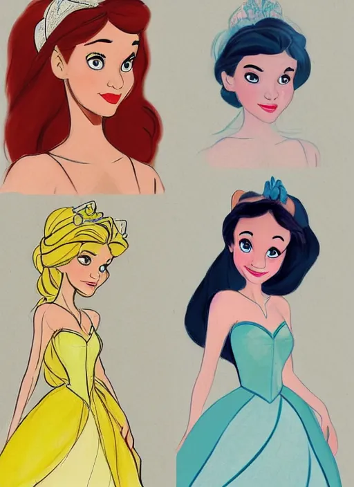 Image similar to Jenna Lene as a Disney Princess, Disney Concept Art, in the style of Claire Keane, Marc Davis,