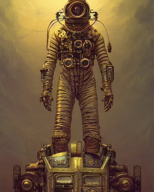 Prompt: epic portrait of victorian astronaut, steampunk, retro futuristic, highly detailed, intricate details, symmetry, golden ratio, illustration, realistic, 8 k, high sharpness, by beksinski and rutkowski and stalenhag