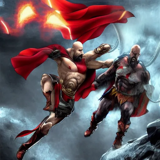 Image similar to kratos vs superman