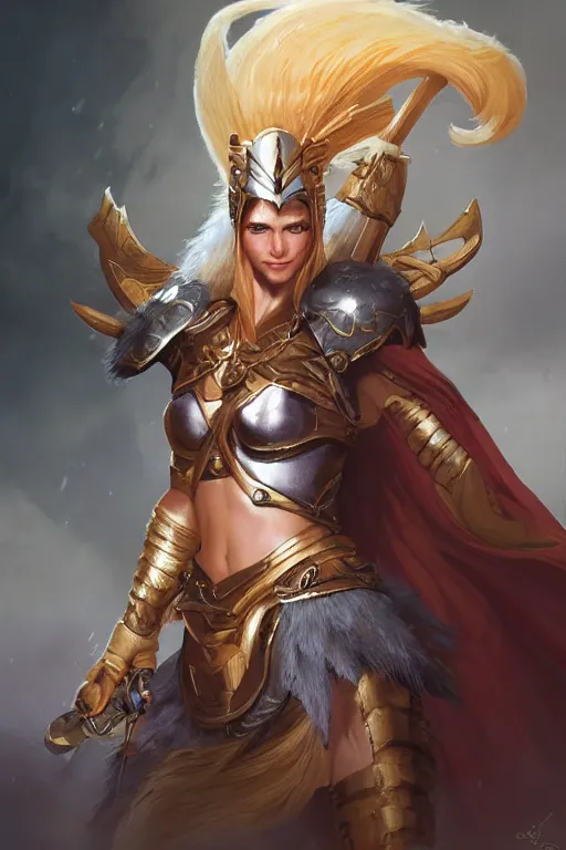 Image similar to amazon valkyrie athena, d & d, fantasy, portrait, highly detailed, headshot, digital painting, trending on artstation, concept art, sharp focus, illustration, art by artgerm and greg rutkowski and magali villeneuve