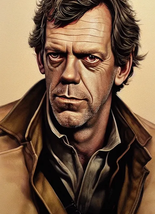 Prompt: portrait of hugh laurie as han solo in star wars, very detailed eyes, hyperrealistic, very detailed painting by glenn fabry, by joao ruas, by artgerm