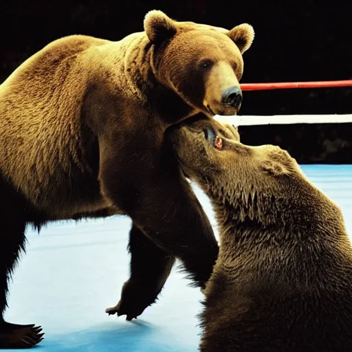 Image similar to “Mike Tyson fighting a bear, 4k photograph, award winning”