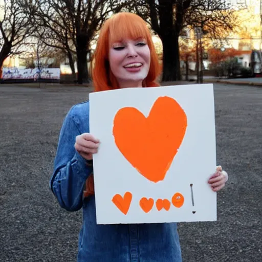 Image similar to cute orange tabby cat holds sign that says