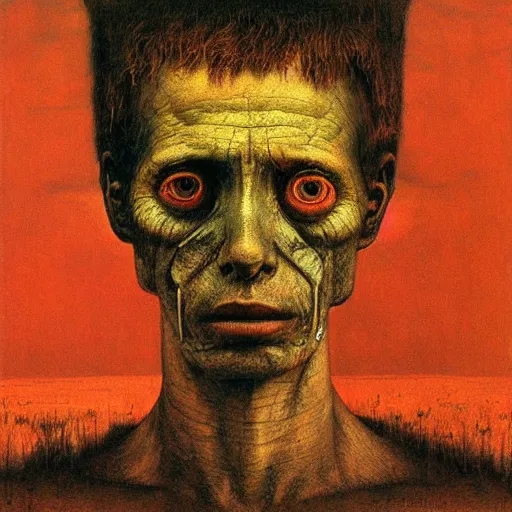 Prompt: portrait of Isaac Clarke by Beksinski