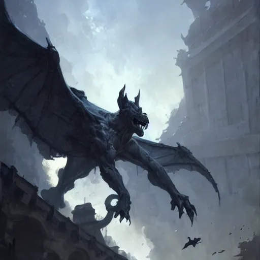 Prompt: a giant gargoyle, by greg rutkowski