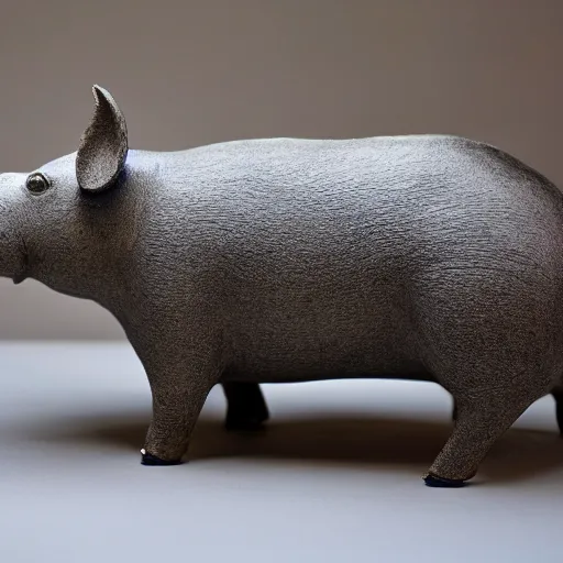 Prompt: sculpture of a pig, work in progress